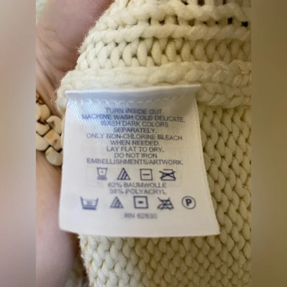 Lands' End shawl collar cable-knit cardigan sweater snowflake pattern Women’s L - Picture 7 of 10